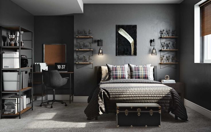 29 Stunning Industrial Bedroom Designs Featuring Rustic Wood And Moody Gray Walls